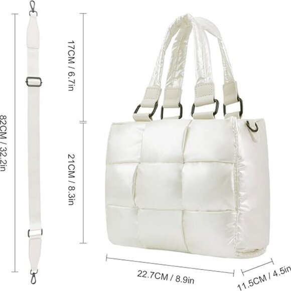 NWT. Puffer Quilted Crossbody Bad. Pearlized White Color. - Picture 2 of 4